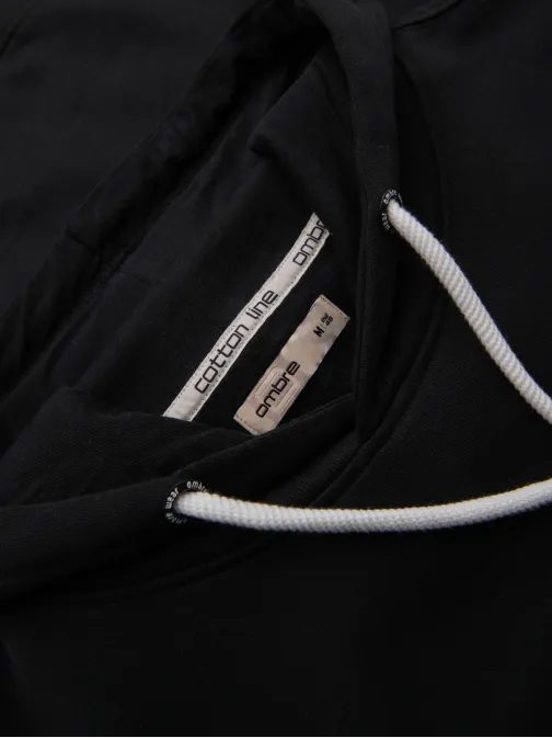 Módna čierna mikina s kapucňou SSBN-0270