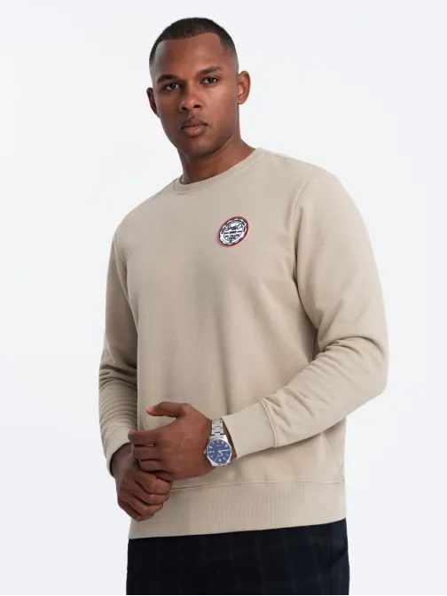 Pohodlná piesková mikina s nášivkou V3 SSNZ-0134