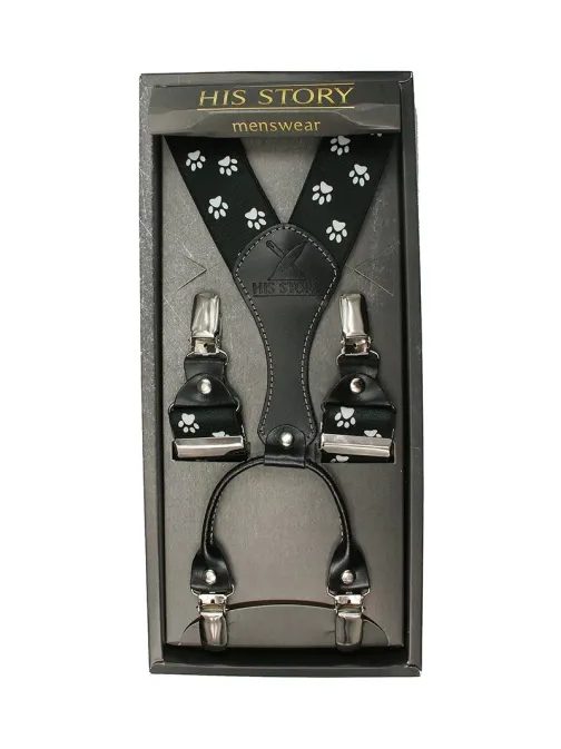 Trendy čierne pánske traky s labkami