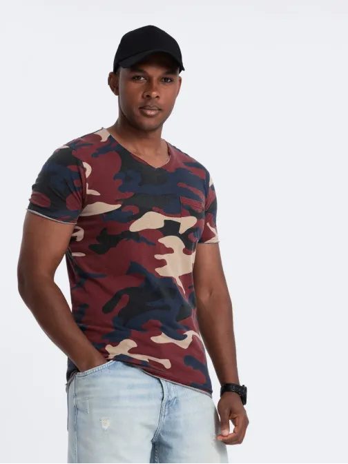 Moderné modré maskáčové tričko S1616