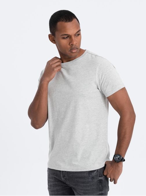 Bavlnené klasické šedé tričko s krátkym rukávom V3 TSBS-0146