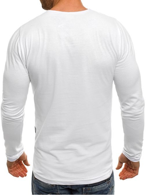 Všedné biele tričko s dlhým rukávom ATHLETIC 1114