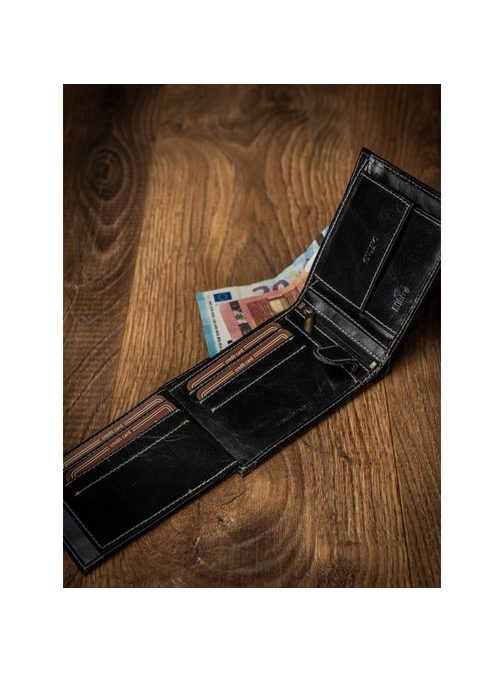 Jednoduchá kožená peňaženka s lebkou byvola