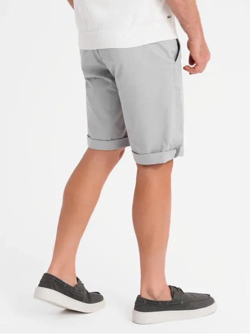 Pánske šedé chinos šortky s lemom V12 SRCS-0197