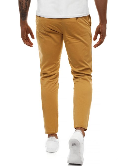 Moderné kamelové pánske chinos nohavice B/77005