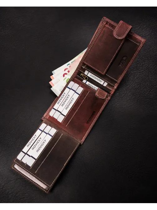 Kožená pánska peňaženka v tmavohnedej farbe WILD