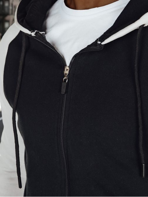 Moderná čierno-šedá mikina s kapucňou