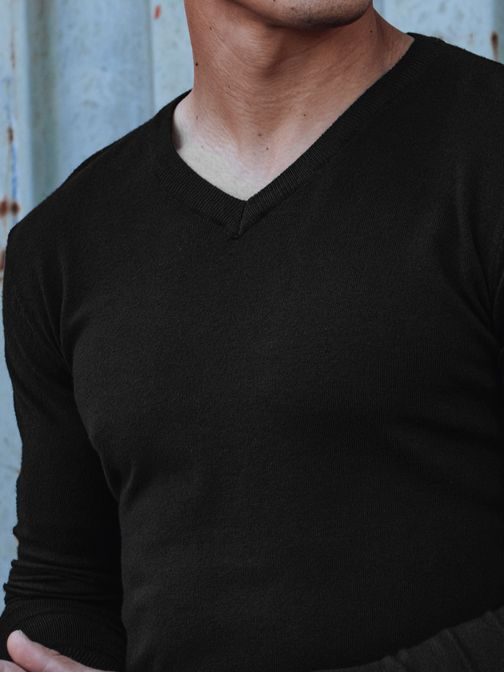 Jednofarebný pánsky sveter čierny