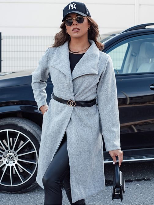 Dámsky dlhý svetlošedý kabát Celestia