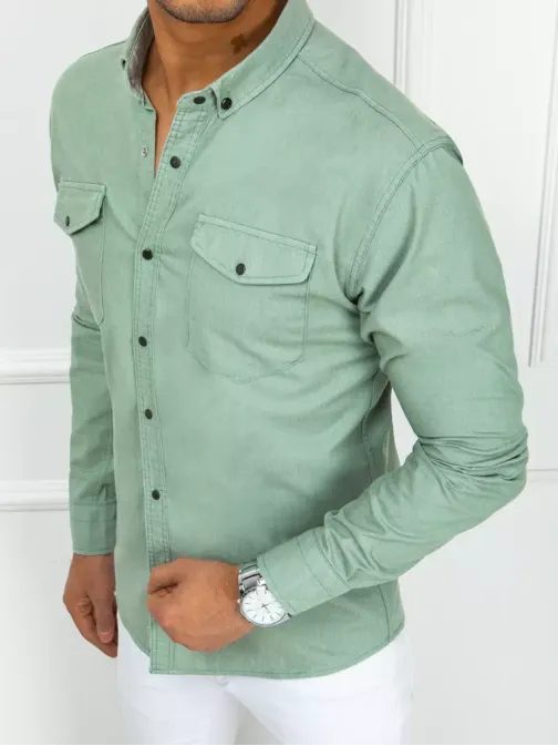 Džínsová košeľa v zelenej farbe