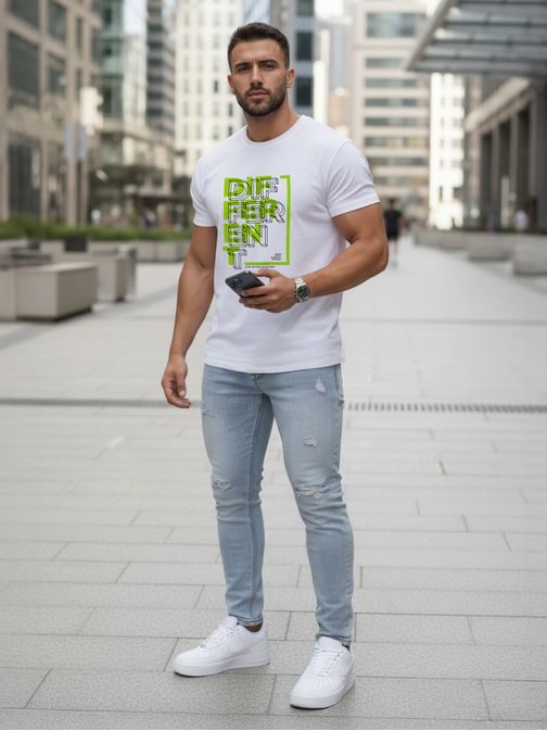 Biele pánske tričko s nápisom DIFFERENT