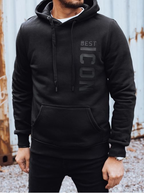Čierna pánska mikina s trendy nápisom