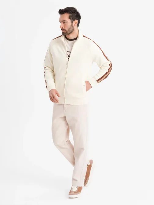 Zaujímavá krémová bomber mikina V3 SSZP-0219