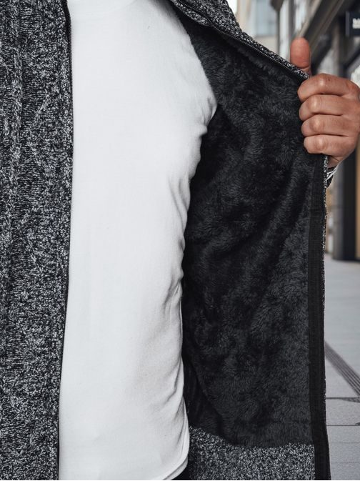 Trendy vzorovaný šedý pánsky sveter