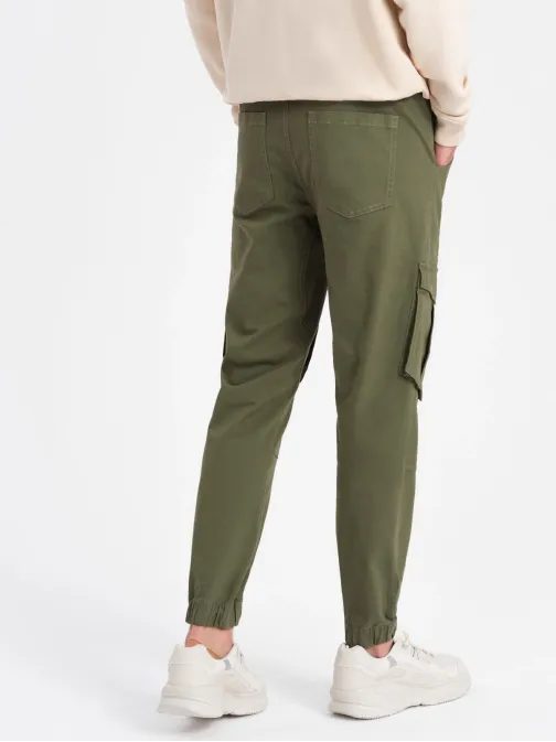 Trendové olivové joggery P886