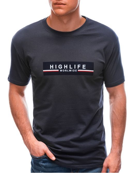 Bavlnené tmavošedé tričko s potlačou High Life S1615