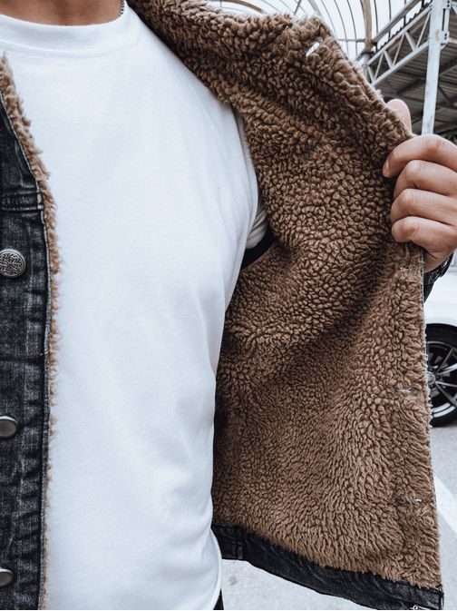 Čierna prechodná zateplená  rifľová bunda