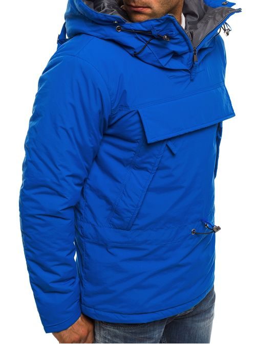 Žiarivá modrá zimná bunda s klokaním vreckom J.STYLE AK166