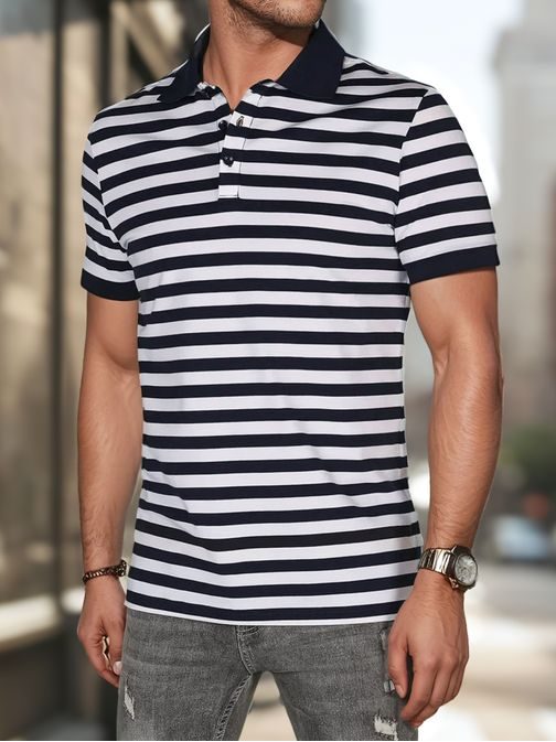 Trendy granátová pánska polokošeľa s pásikovým vzorom