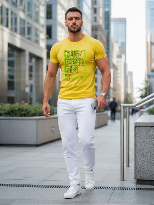 Žlté pánske tričko s nápisom DIFFERENT