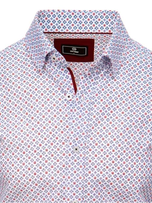Vzorovaná slim fit pánska košeľa v bielej farbe