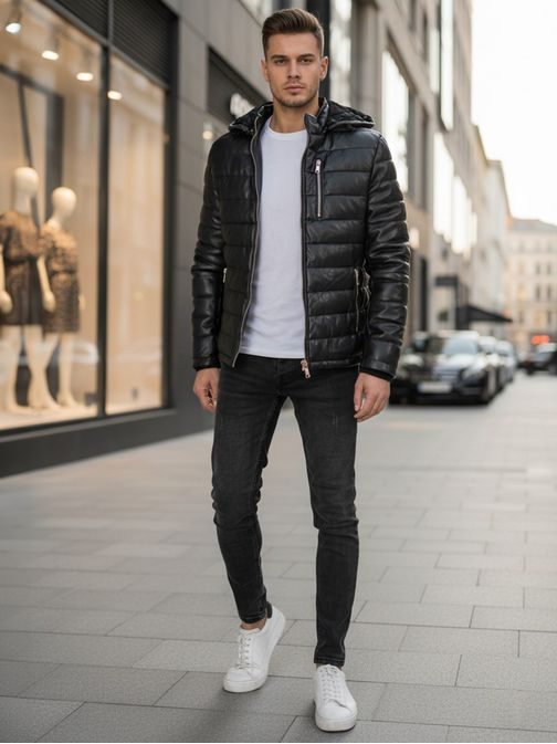 Pánska prešívaná bunda na zimu s náprsným vreckom