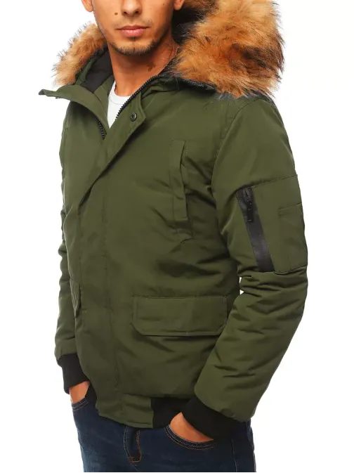 Zelená zimná bunda s kapucňou