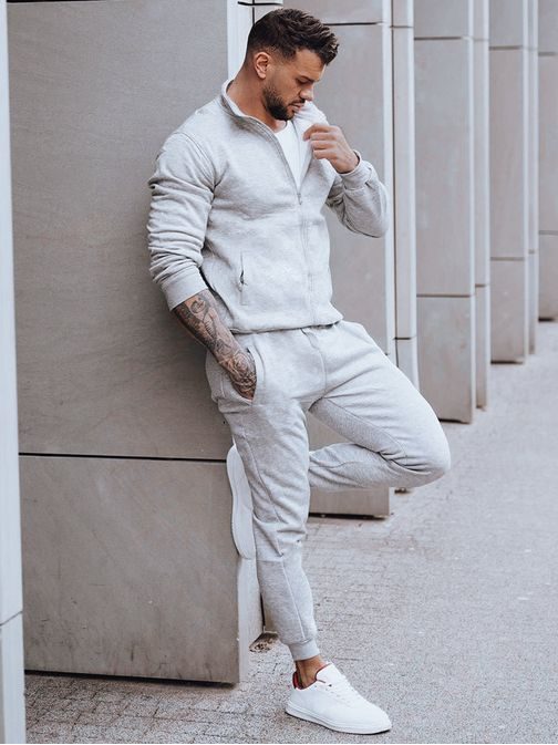 Jednoduchá pánska tepláková súprava sivá