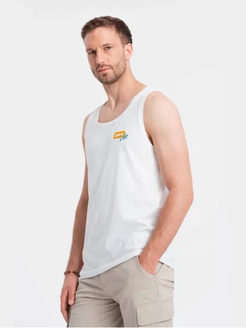 Biele tielko s letným motívom V2 TSTT-0191