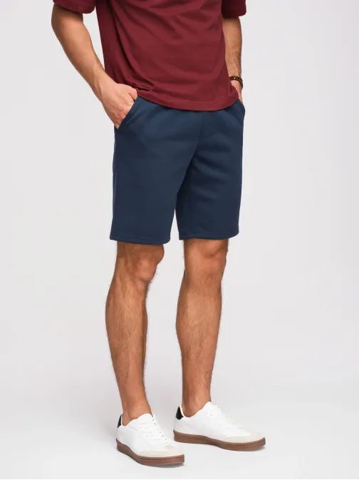 Úpletové tmavo modré pánske kraťasy  V3 SRSK-0124