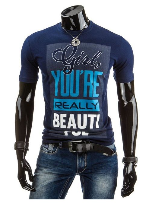 Tmavo-modré pánske tričko s coll nápisom
