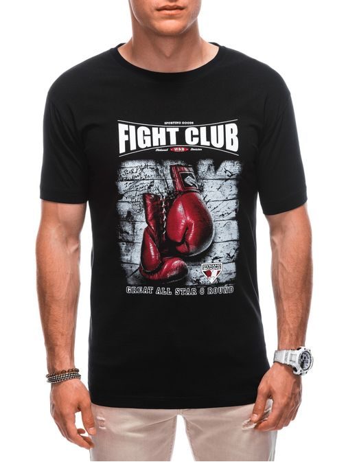 Trendy čierne pánske tričko Fight S1861