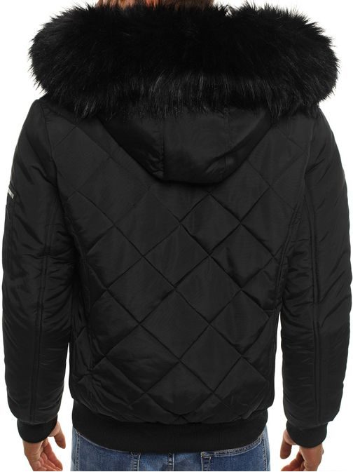 Zimná čierna prešívaná bunda s kapucňou  X-FEEL 88656