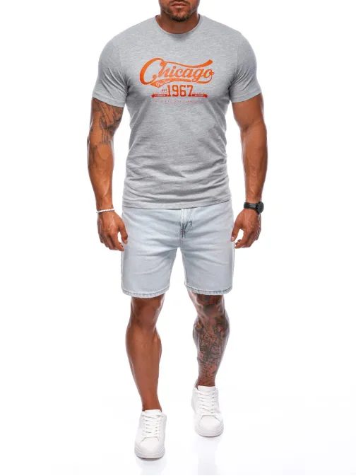 Šedé tričko s nápisom Chicago S2008