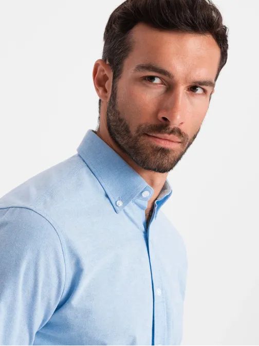 Elegantná svetlo modrá košeľa oxford V2 OM0114