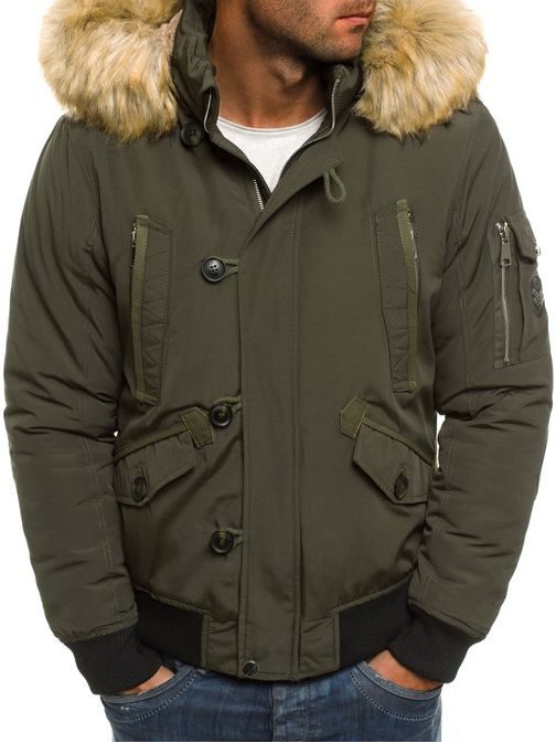 Khaki bomber bunda s kapucňou X-FEEL 88662