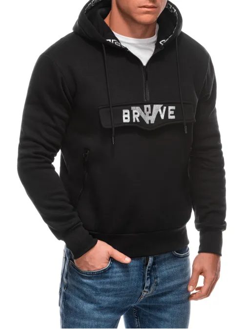 Moderná čierna pánska mikina  B1698