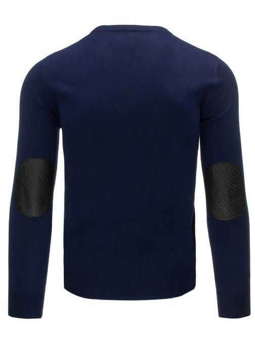 Granátový pánsky sveter so záplatami na lakťoch