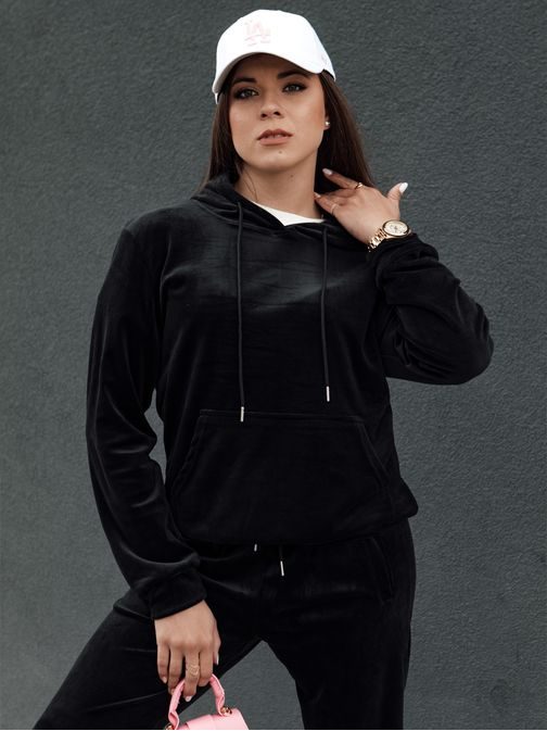 Velúrová dámska čierna tepláková súprava Relax Fit