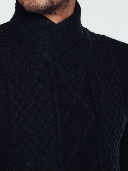 Čierny pánsky sveter s vysokým golierom