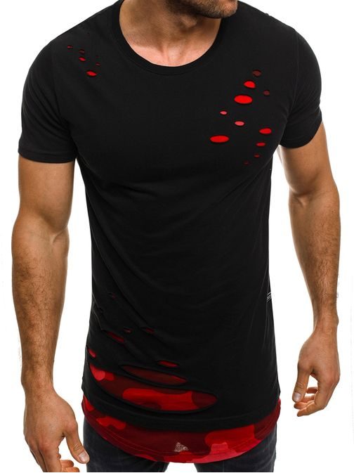 Červeno-čierne tričko s dierami ATHLETIC 1115