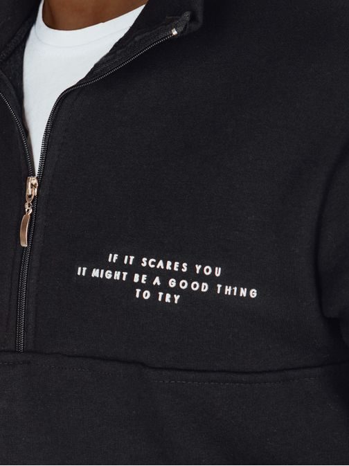 Trendy čierna pánska mikina s nápisom