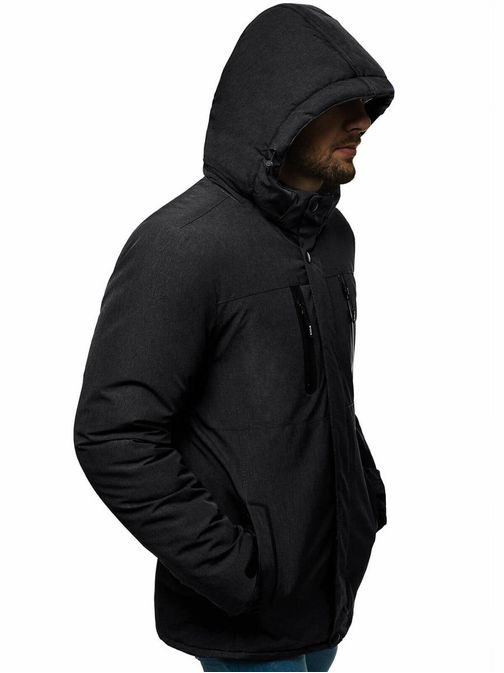 Pohodlná čierna zimná bunda O/9804
