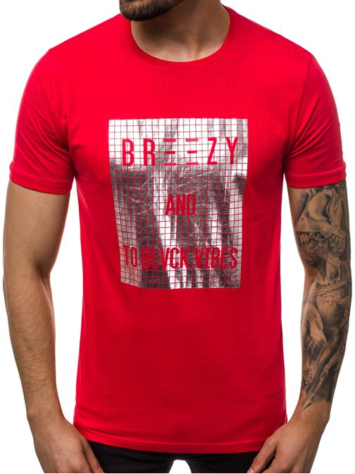Trendy červené pánske tričko B/19128