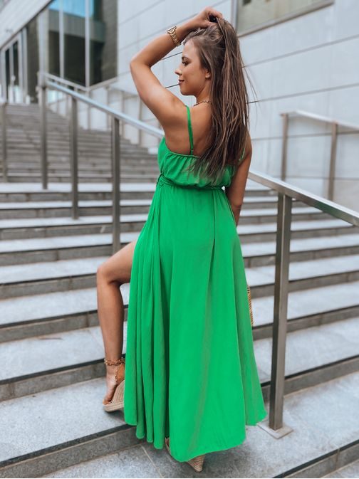 Romantické letné dlhé šaty Migda v zelenej farbe