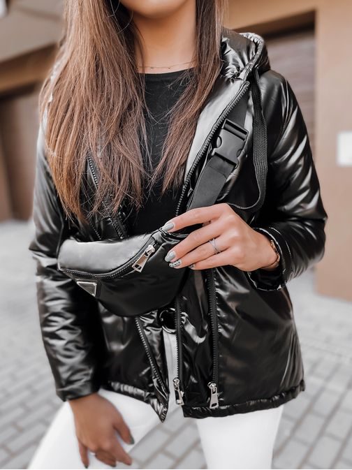 Trendová dámska bunda Onetta s ľadvinkou v čiernej farbe