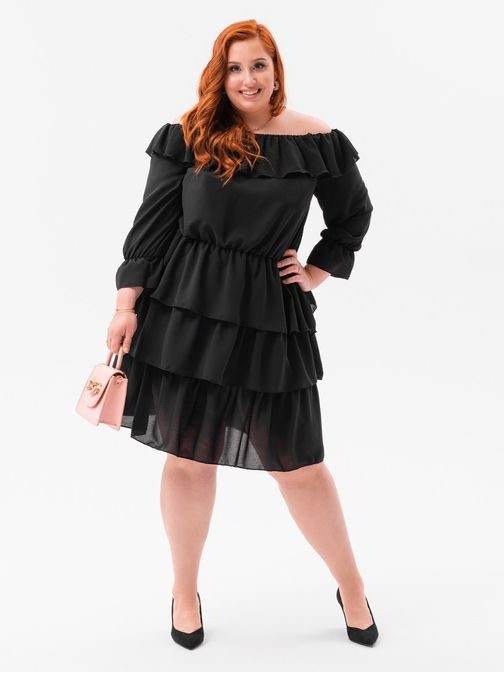 Neobyčajné Plus Size šaty v čiernej farbe DLR059