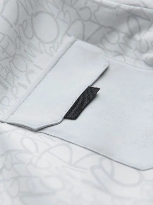 Šedé tričko s trendy potlačou a vreckom V3 TSFP-0188