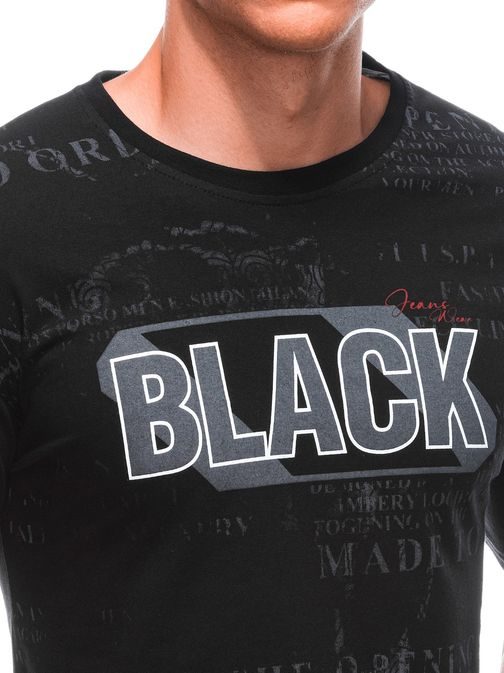 Jedinečné čierne tričko s nápisom BLACK S1903