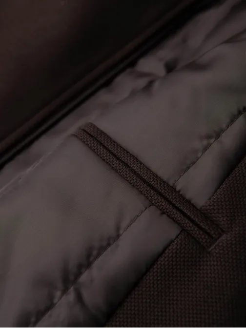 Hnedý pánsky kabát s vysokým golierom V5 COWC-0136